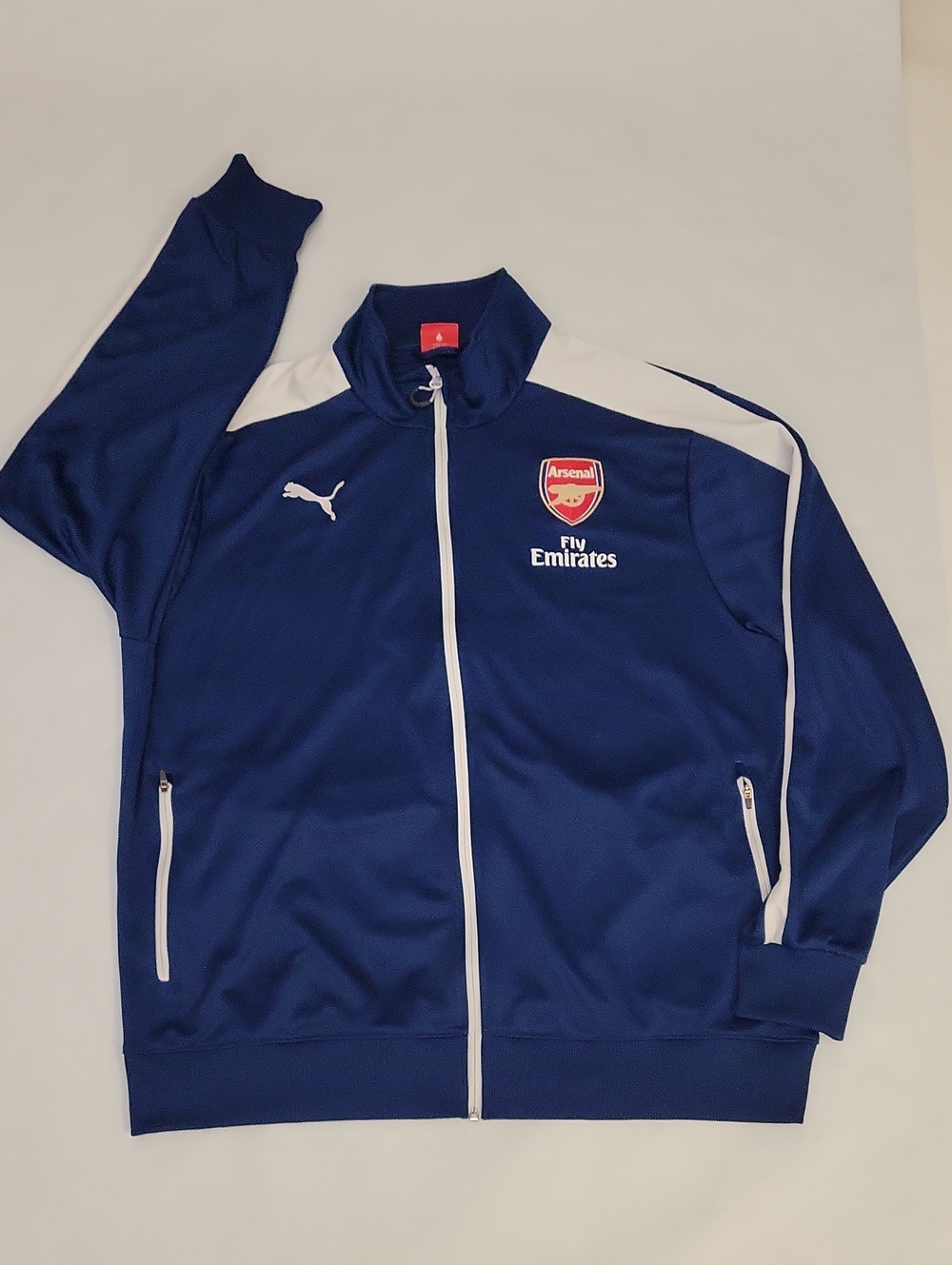 Arsenal Puma Warm Up Soccer Jacket Mens Size XXL Blue Fly Emirates Logo